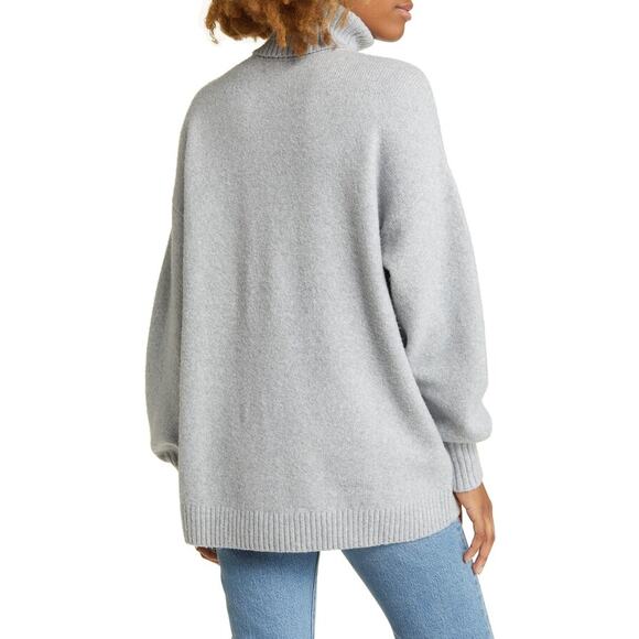bp Turtleneck Sweater Knit Oversized Pullover Grey Heather NWT M - Picture 2 of 11